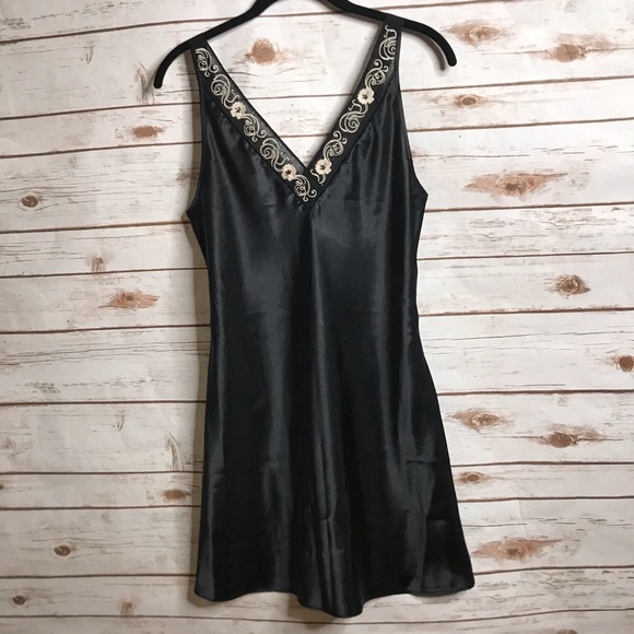 black slip nightgown